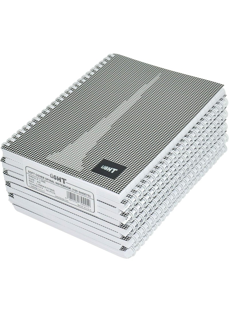 FIS 10-Piece Light Spiral Soft Cover Notebook Single Ruled (100 Sheet) A5 Size - LINBA51706S - Image 1